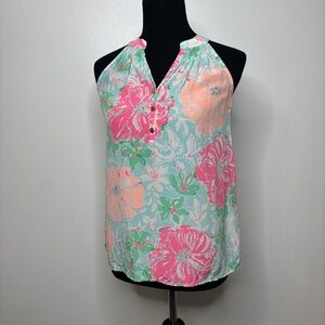 Lilly Pulitzer Bailey Sleeveless Silk Top Women’s XS Multicolor Floral Print‎